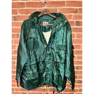 90s Teal‎ Anorak Hooded Windbreaker Full Zip Outdoor Utility